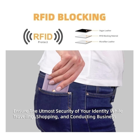 Women’s RFID Blocking Trifold Small Wallet in Purple - NWT - Picture 4 of 5